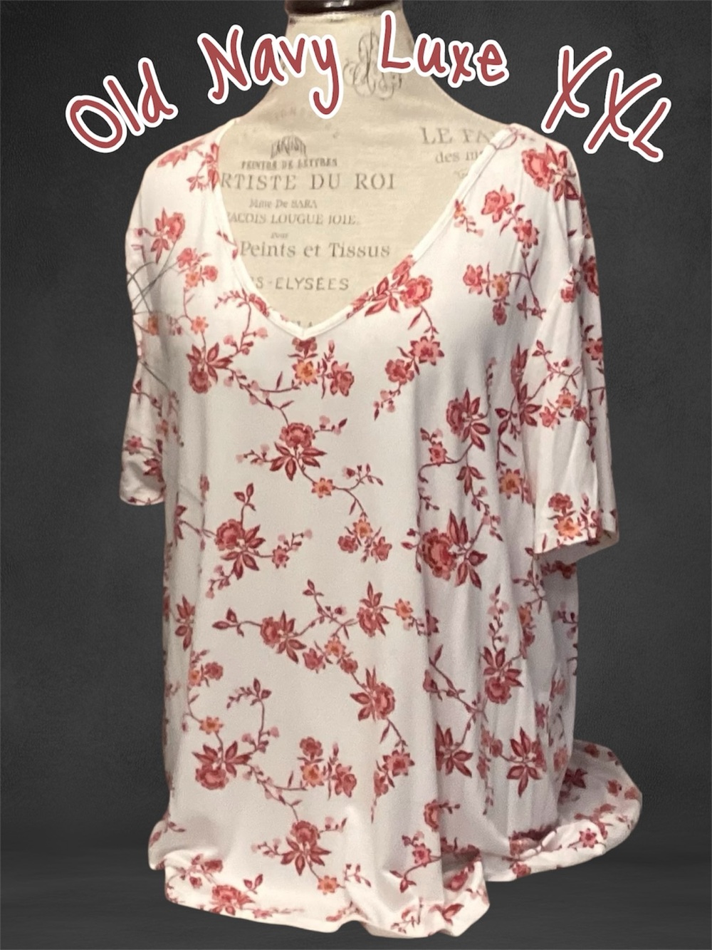 Old Navy Top Luxe Short Sleeve Floral print XXL V-Neck
